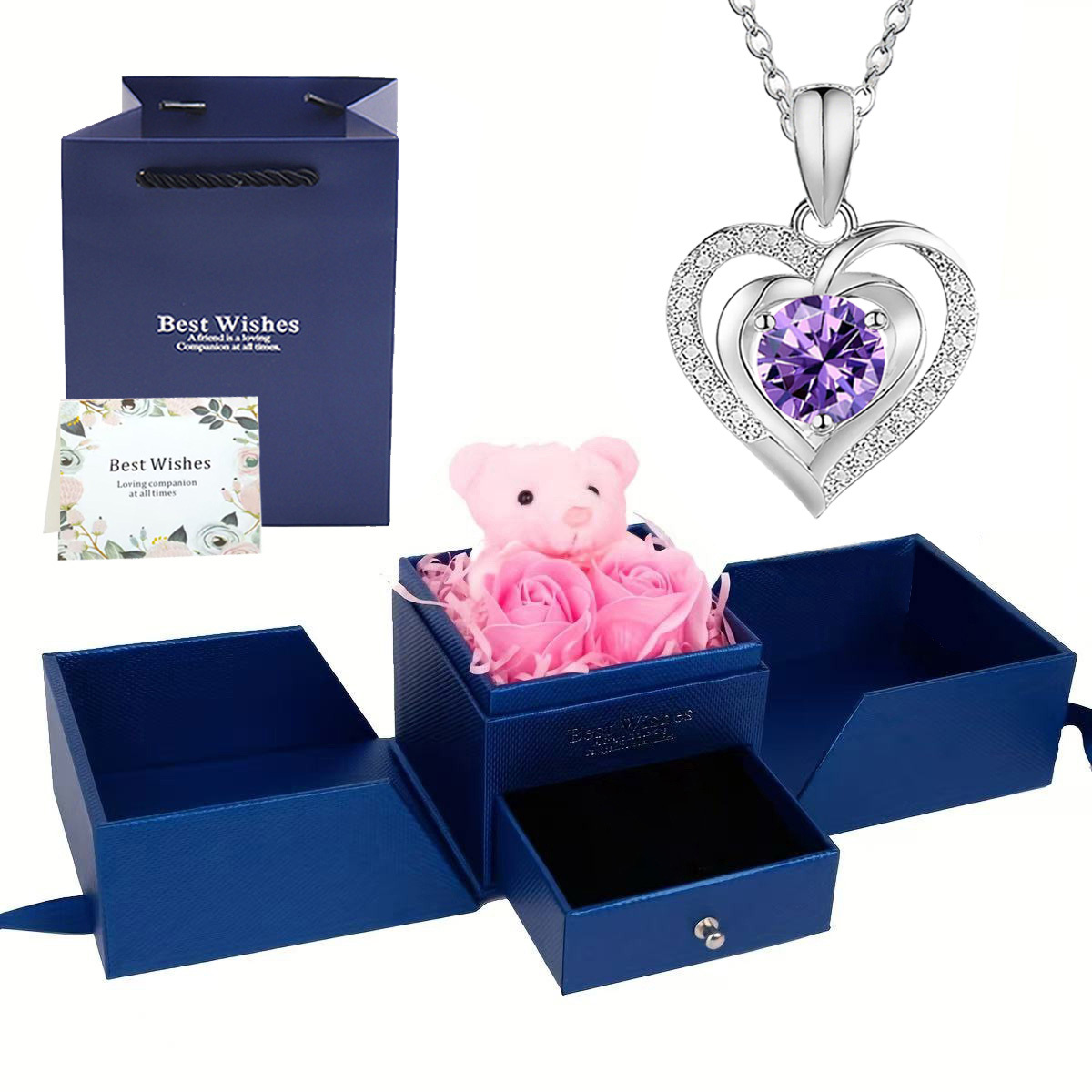 Luxurious Heart-Shaped Pendant Necklace with Gift Box
